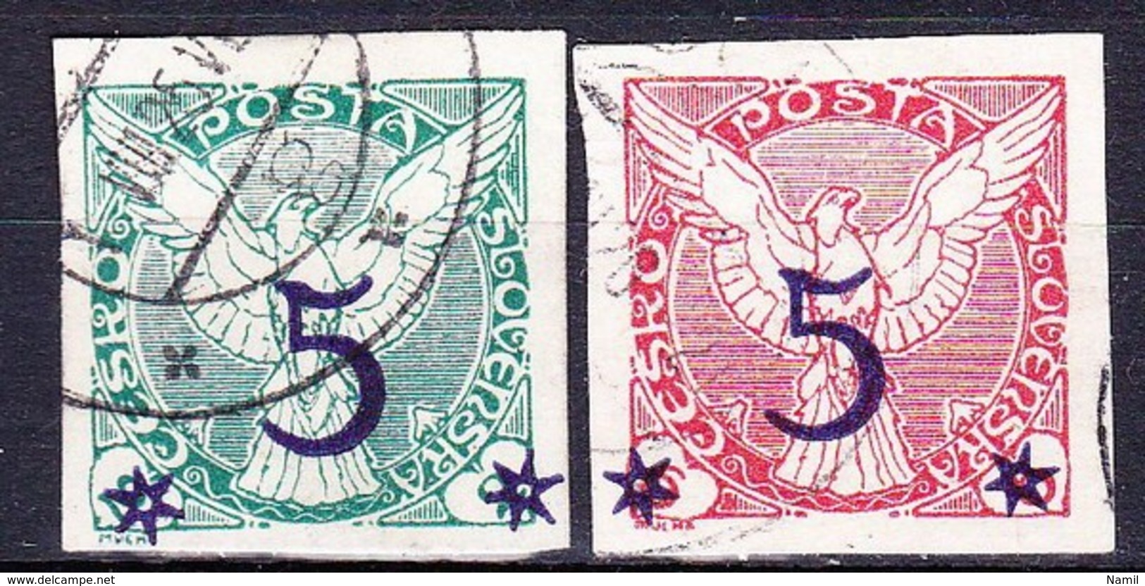 Tchécoslovaquie 1925 Mi 216+220 ( Yv TPJ 12-13), Obliteré - Used Stamps