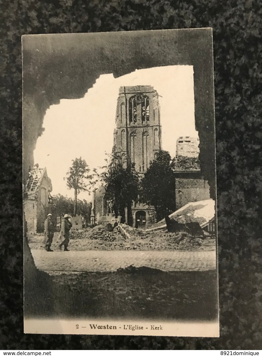 WOESTEN - De Kerk - Eglise ( Vleteren ) -  Gebruikt 1916 - Guerre Mondiale Wordwar 1914-18 - Vleteren