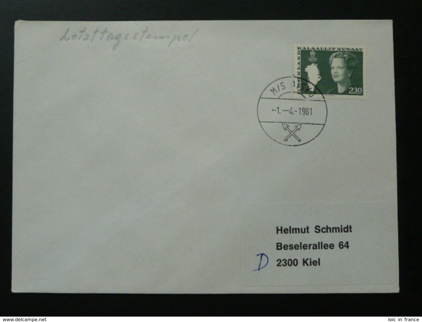 Slania Stamps Postmark Paquebot M/S Disko 1981 On Cover Greenland 69876 - Storia Postale