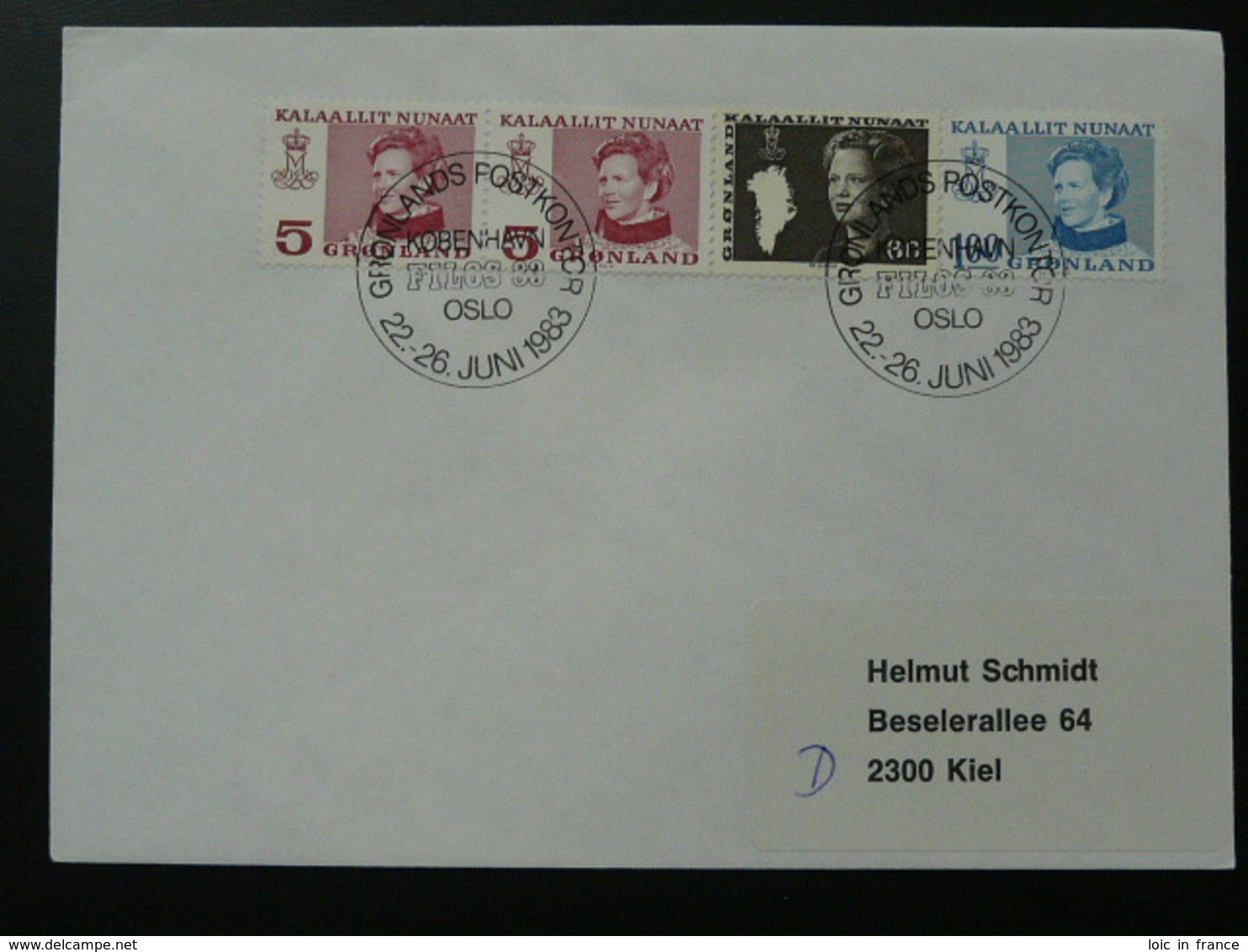 Slania Stamps Postmark On Cover Oslo Filos 1988 Greenland 69886 - Marcophilie