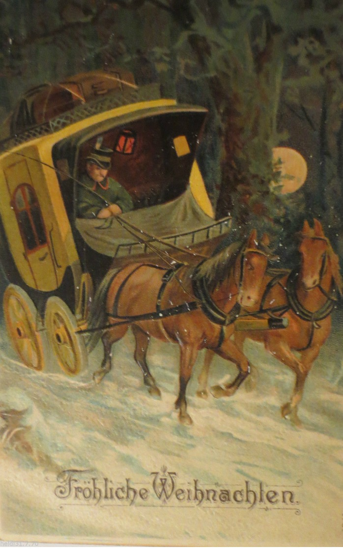 "Weihnachten, Kutsche" 1914, Prägekarte  ♥ (25921) - Autres & Non Classés