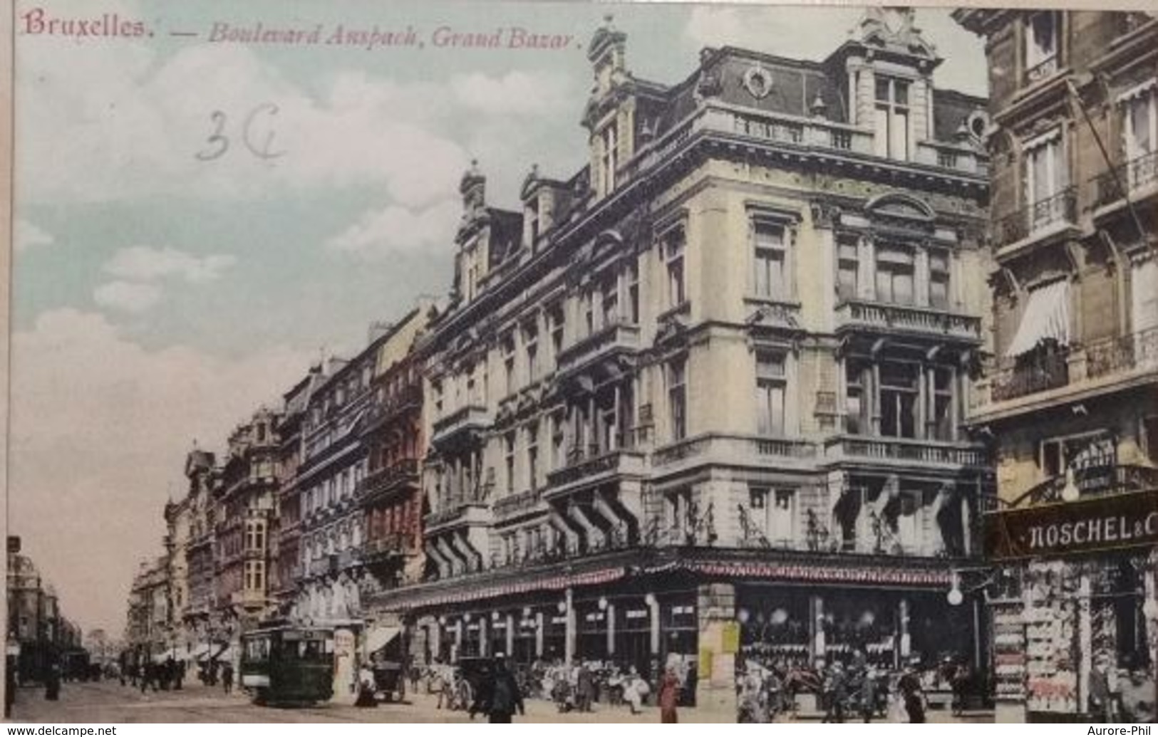 Bruxelles Boulevard Anspach Grand Bazar Avec Attelages Et Tram - Avenues, Boulevards