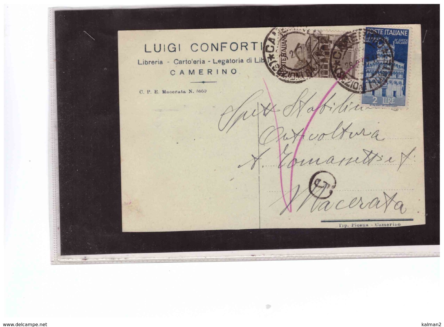 R43   -   CAMERINO  28.2.1947    /   CARTOLINA POSTALE AFFRANCATA CON L.1 + L.2   AVVENTO REPUBBLICA - 1946-60: Storia Postale