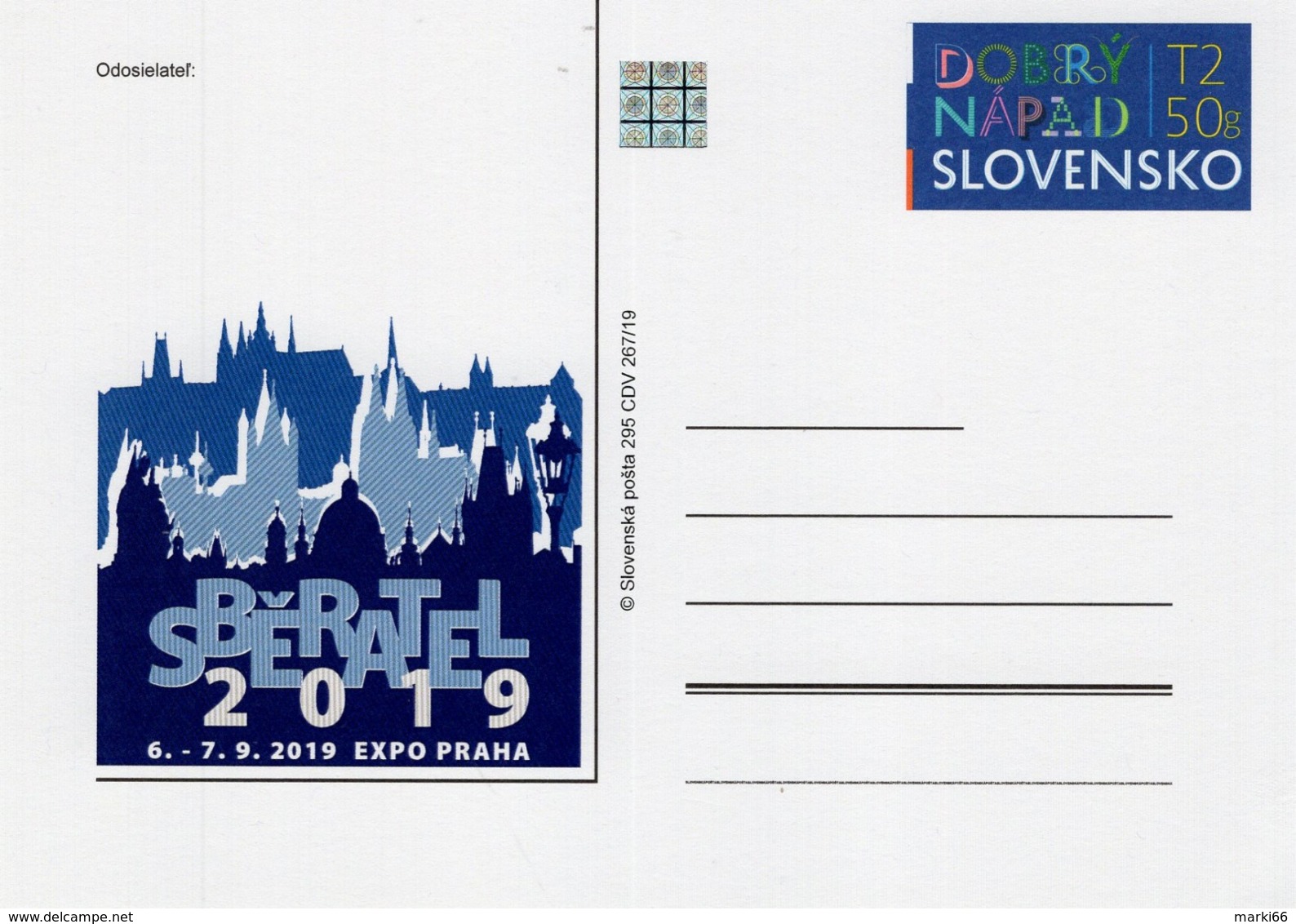 Slovakia - 2019 - International Stamp Fair Sberatel In Prague - Prepaid Postcard With Hologram - Postales