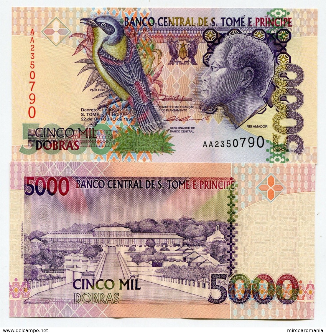 SAINT THOMAS AND PRINCE –5 000–DOBRAS–1996 –UNC - San Tomé E Principe