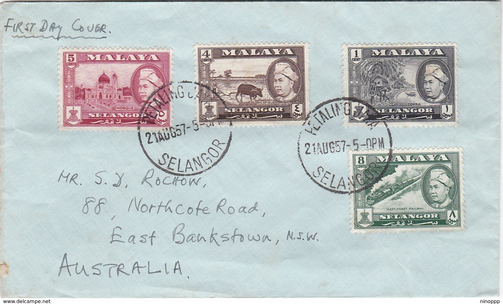 Malaya-Selangor 1957 Definitives FDC, - Selangor