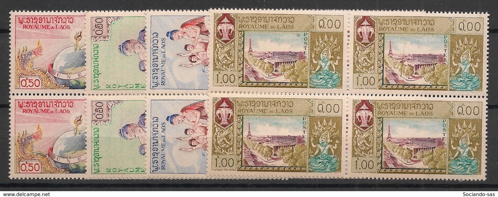 Laos - 1958 - N°Yv. 51 à 54 - Série Complète En Blocs De 4 - Neuf Luxe ** / MNH / Postfrisch - Laos