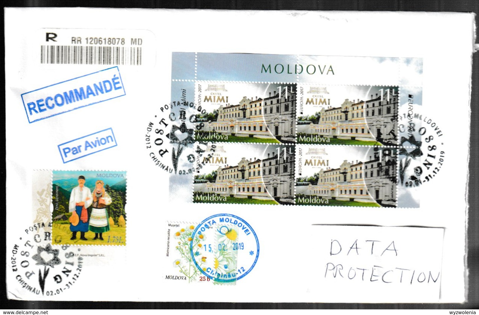 N 444) Moldawien 2017 R-Brief Nach Deutschland: Castel MIMI; SSt Postcrossing (Großbrief!) - Moldawien (Moldau)