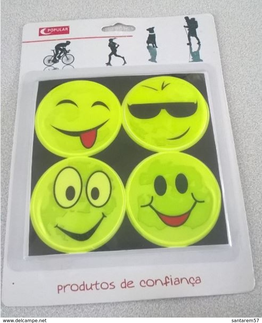 Lot De 4 Smileys Ronds Réflecteurs Réfléchissants Vélo Course Randonnée - Autres & Non Classés