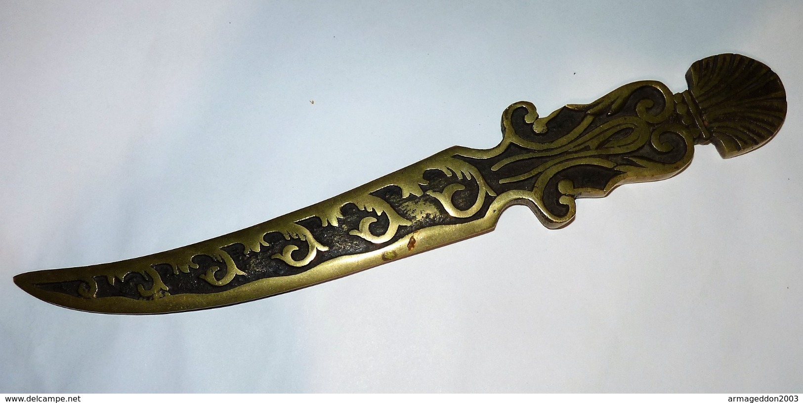 MAGNIFIQUE ANCIEN COUPE PAPIER OUVRE LETTRE EN BRONZE TOUT CISELE BON ETAT - Letter-opener