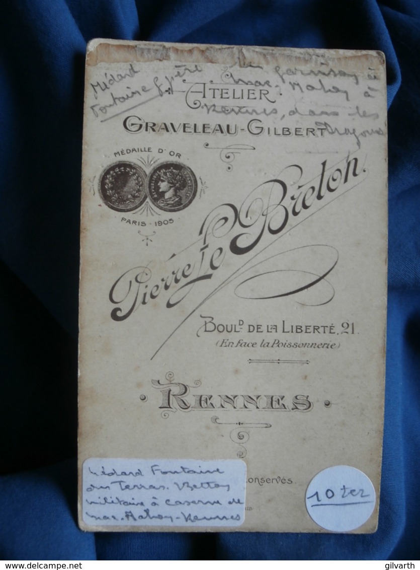 Photo CDV Pierre Le Breton à Rennes - Portrait Militaire Cavalier (Médard Fontaine) Du 41e Dragon, Vers 1900-05 L462 - Guerre, Militaire