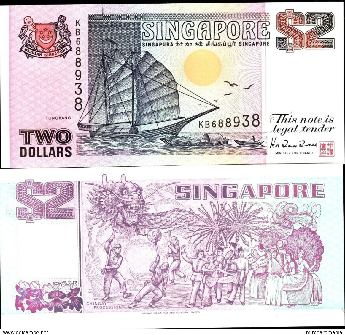 SINGAPORE – 2 DOLLARS - 1991 - UNC - Singapore