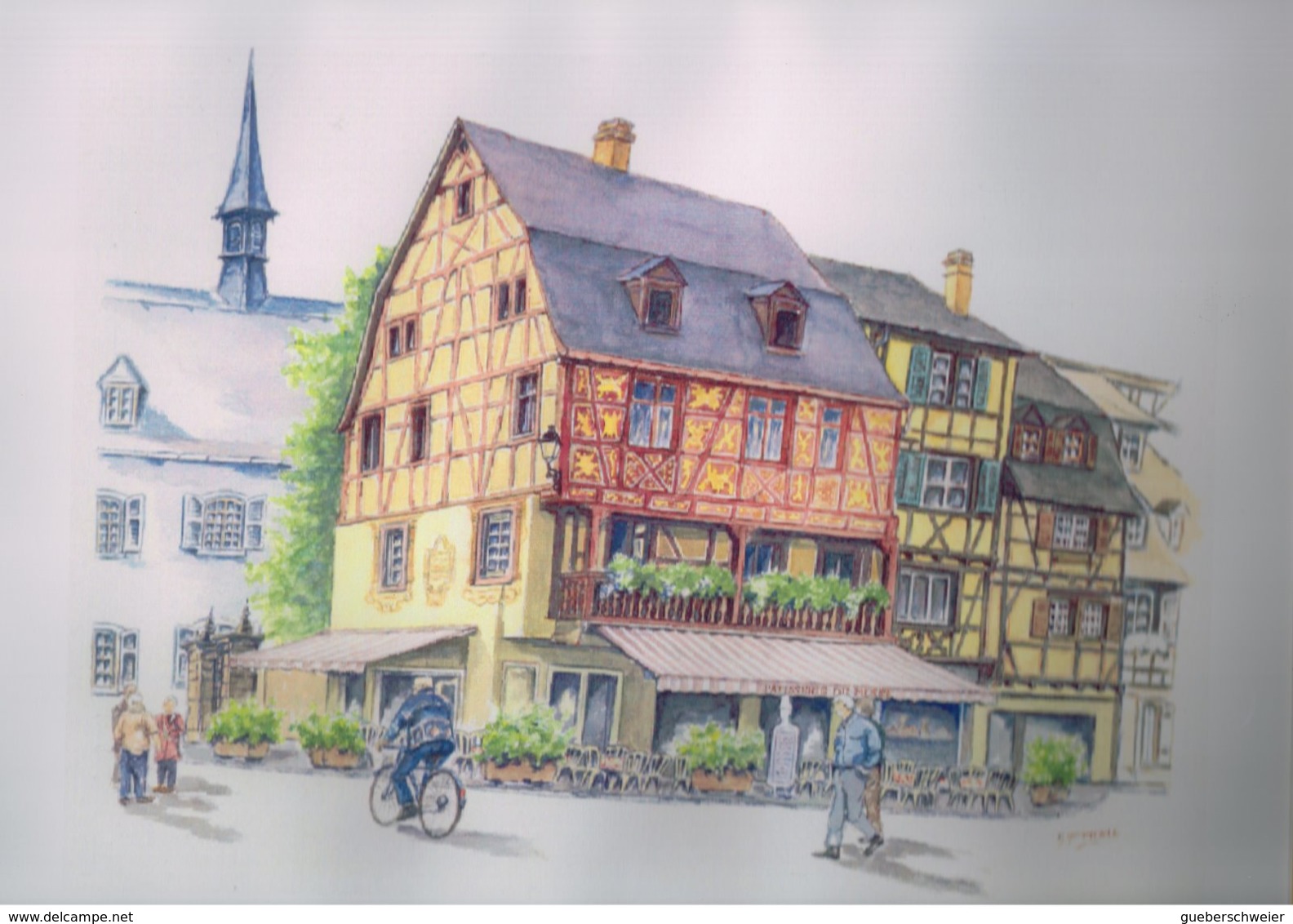 Reproduction D'une Aquarelle De Marcel Hemmerlé "Maisons Alsaciennes à Colmar" - Watercolours