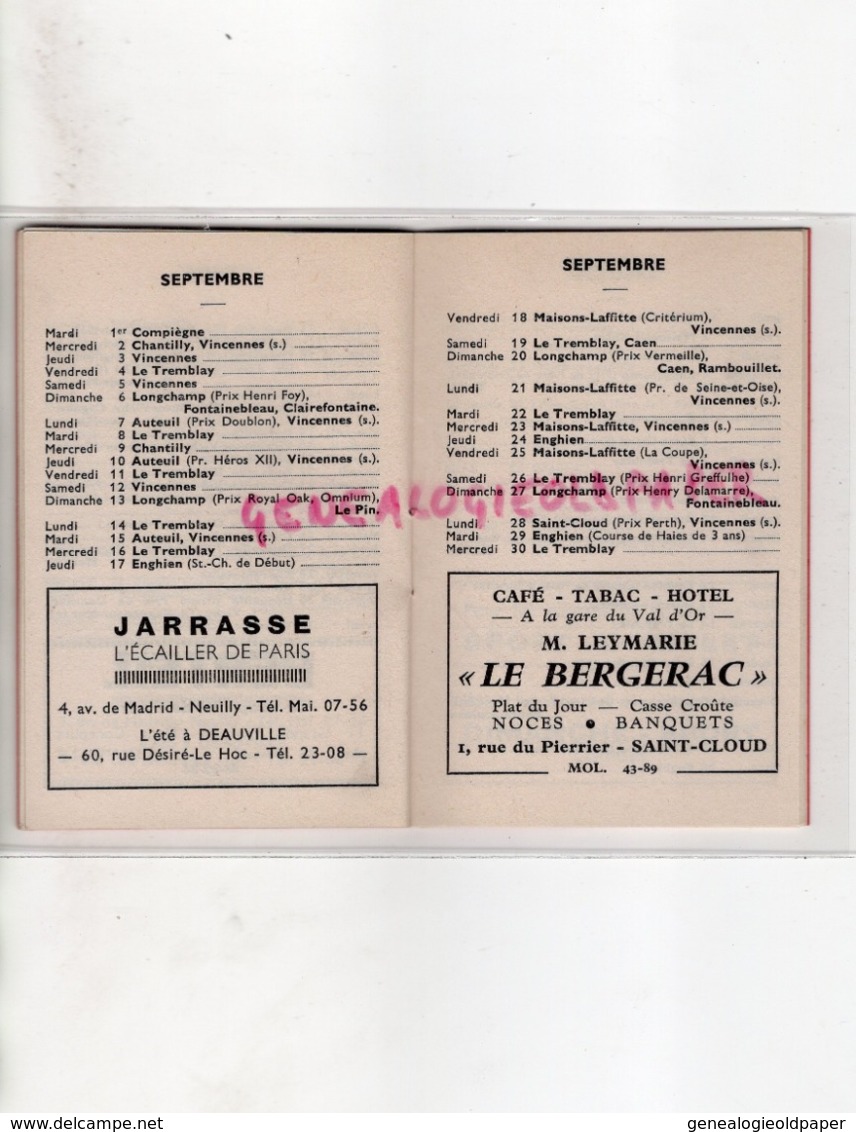 PETIT MINI CALENDRIER 1964-COURSES HIPPIQUES-SPORT COMPLET -CHEVAL-VINCENNES- CHANTILLY-DEAUVILLE-LONGCHAMP-VICHY