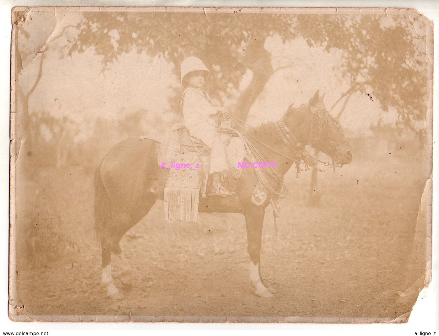 REF EX2 : Photo Originale Ancienne 24 X 18 Petit Colonial Colon à Cheval Afrique Probablement Conakry Enfant - Afrique