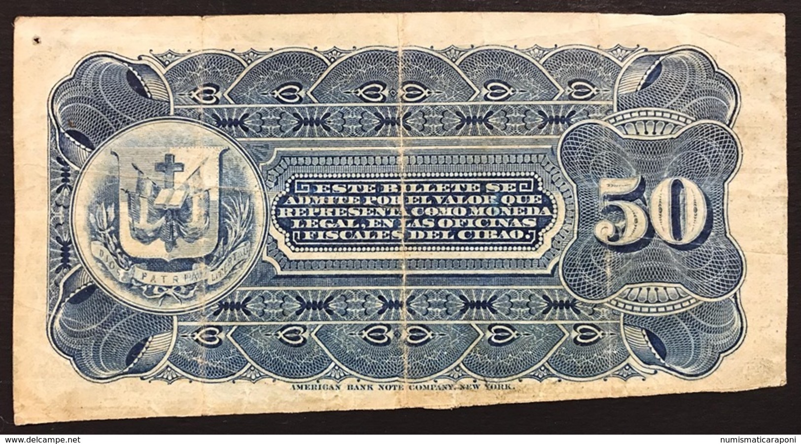 Rep. Dominicana 1880-1889 BANCO DE LA COMPANIA DE CREDITO DE PUERTO PLATA 50 CENTAVOS Pick#s102 Lotto.2761 - Repubblica Dominicana