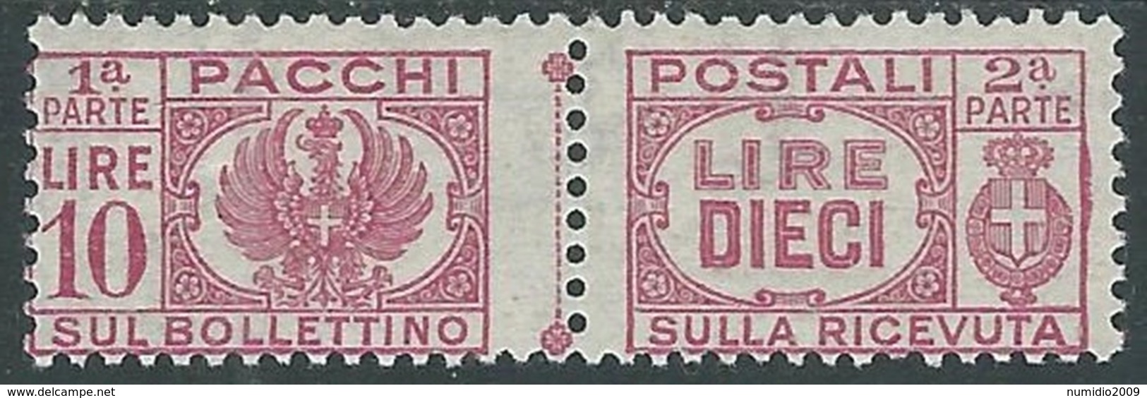 1946 LUOGOTENENZA PACCHI POSTALI 10 LIRE MH * - UR42-7 - Postal Parcels