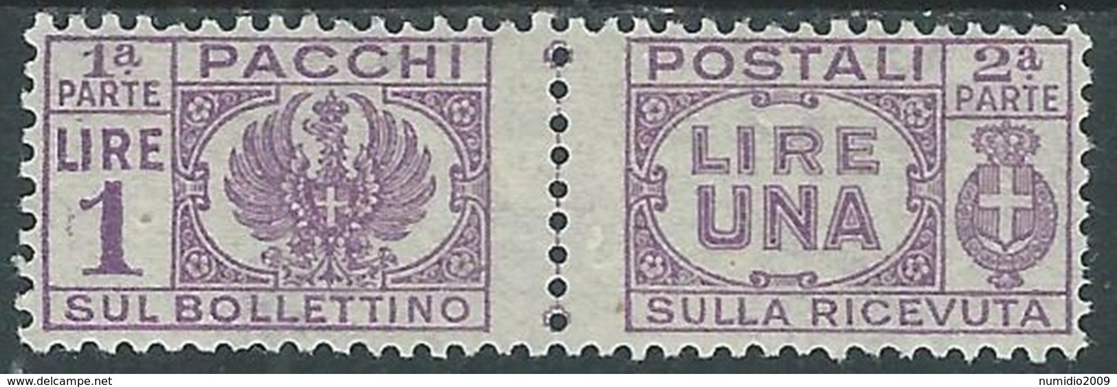 1946 LUOGOTENENZA PACCHI POSTALI 1 LIRA MH * - UR42-7 - Colis-postaux