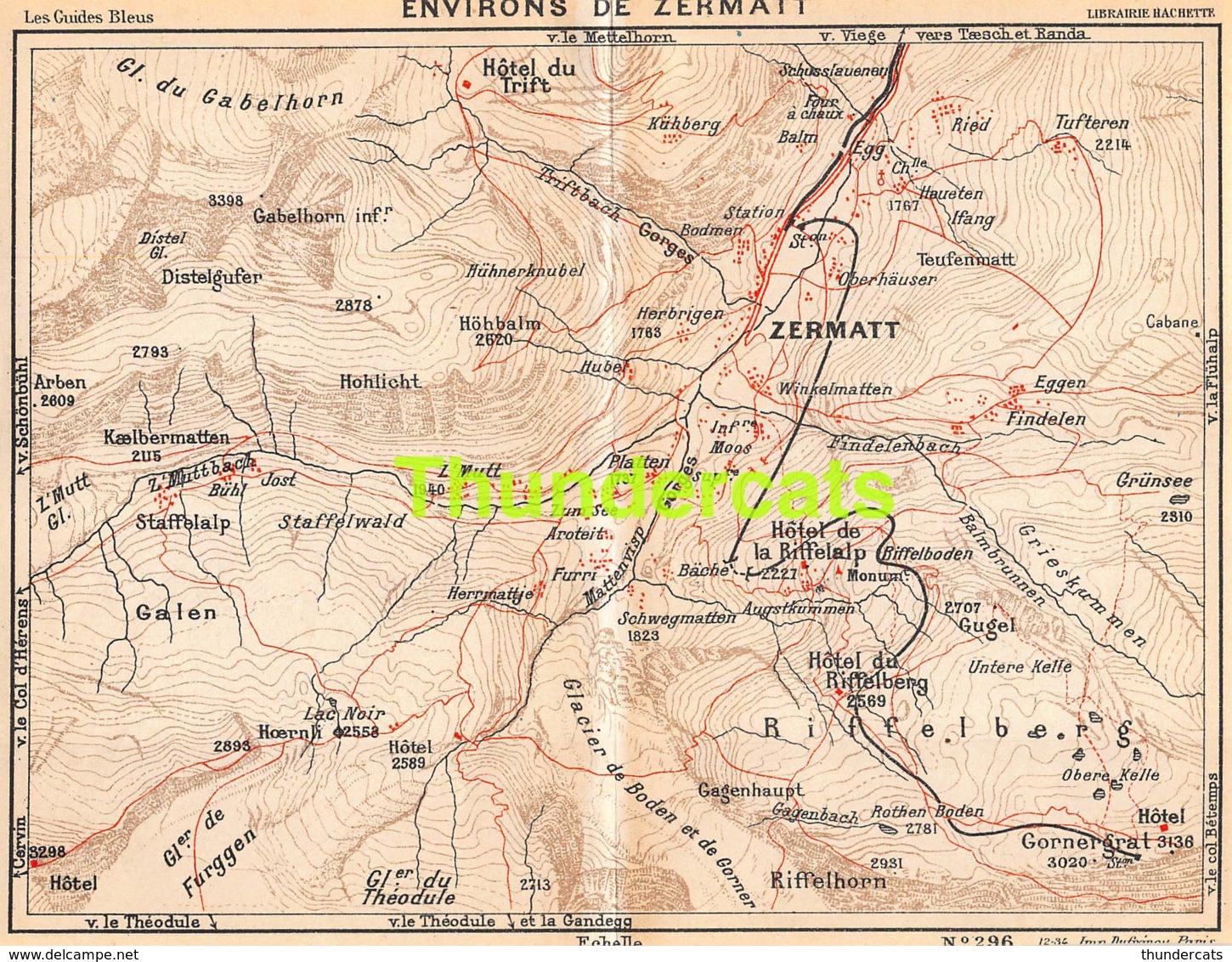 ANCIENNE PETIT PLAN COUPURE DEPLIANT HACHETTE  15 CM X 18 CM ENVIRONS DE ZERMATT - Cartes Routières