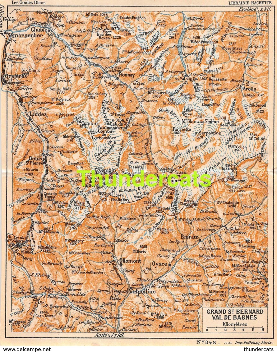 ANCIENNE PETIT PLAN COUPURE DEPLIANT HACHETTE  15 CM X 18 CM GRAND ST BERNARD VAL DE BAGNES - Roadmaps