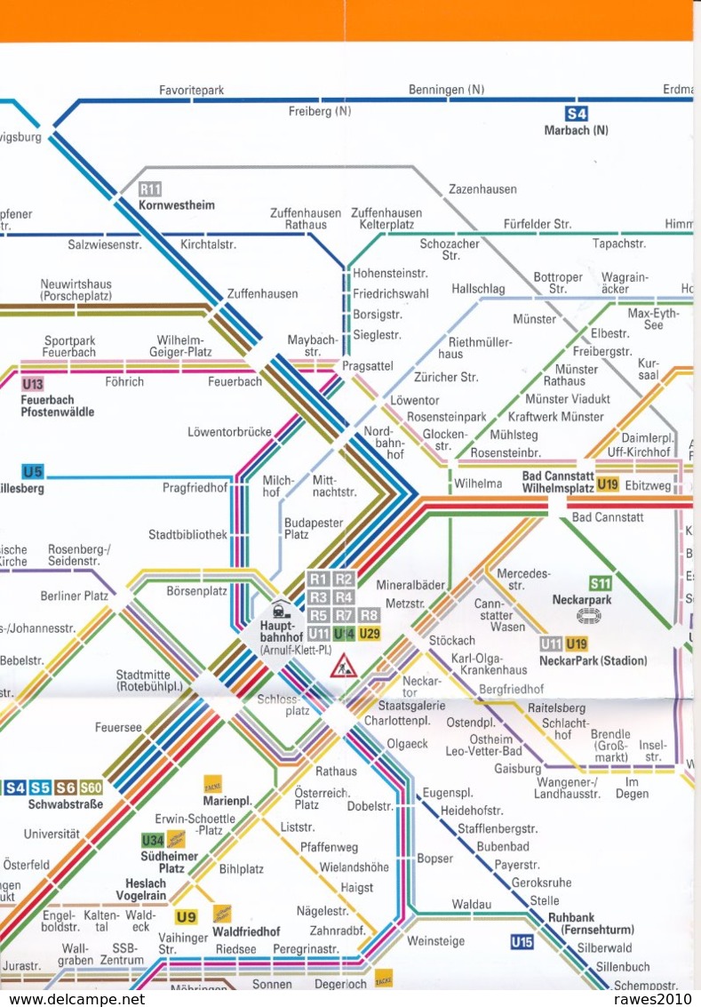 BRD Stuttgart Verbundschienennetz VVS 2019 U-Bahn S-Bahn Strassenbahn Eisenbahn - Europa