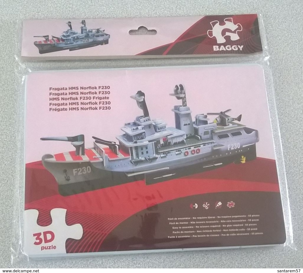 3D Puzzle De 55 Pièces Frégate HMS Norfolk F230 Facile à Assembler - Puzzles