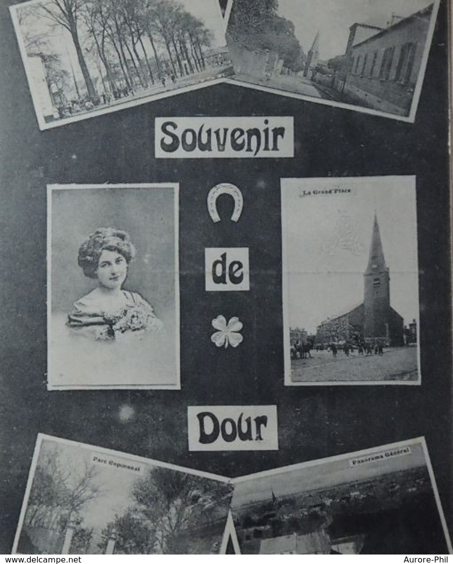 Dour Souvenir Carte Fantaisie (Timbre 195 Albert Ier 15c Lila Type "Houyoux") - Dour