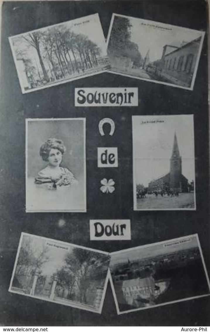 Dour Souvenir Carte Fantaisie (Timbre 195 Albert Ier 15c Lila Type "Houyoux") - Dour
