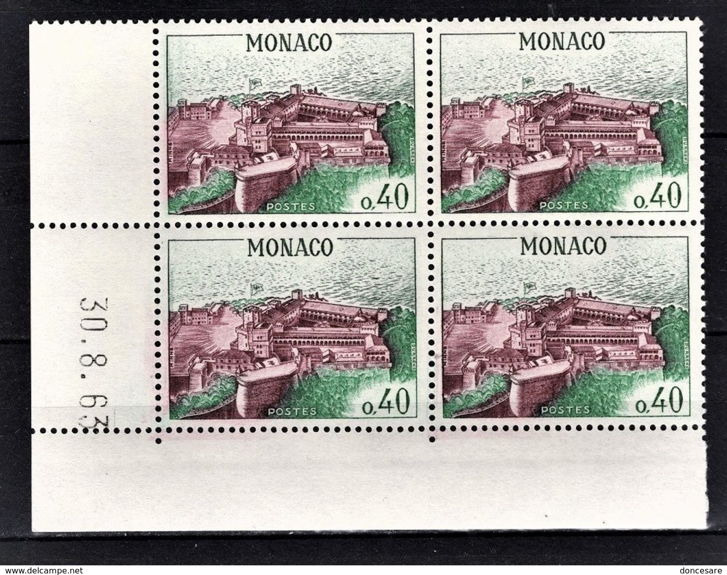 MONACO 1960 - BLOC DE 4 TP COIN DE FEUILLE / DATE / N° 545A - NEUFS ** - Ongebruikt