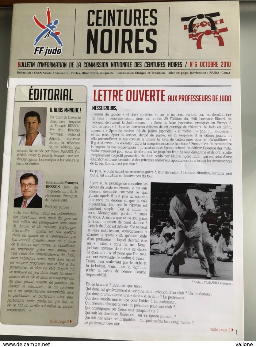 Bulletin Des Ceintures Noires Judo FFJDA 2010 - Martial Arts