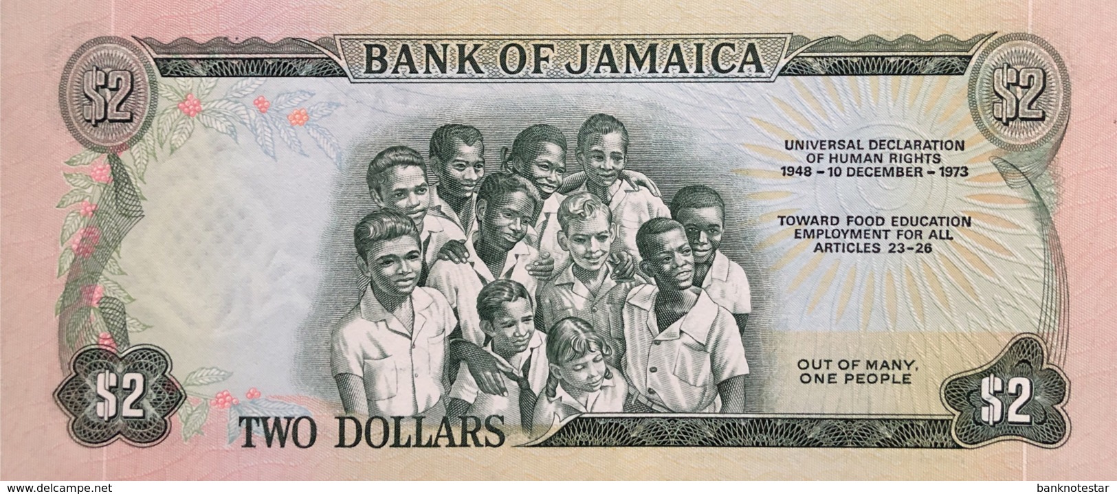 Jamaica 2 Dollars, P-58 (1973) - UNC  - FAO Commemorative Issue - Giamaica