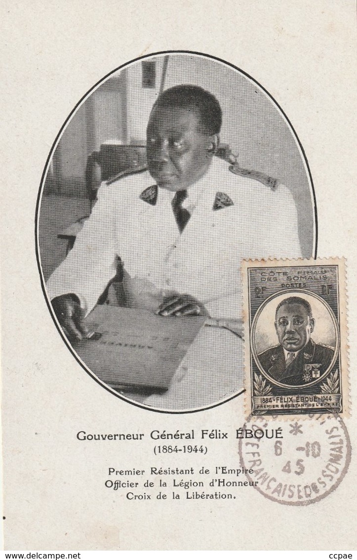 Carte Maximum -  Gouverneur Général Félix Eboué Premier Résistant De L'Empire ... - Somalie