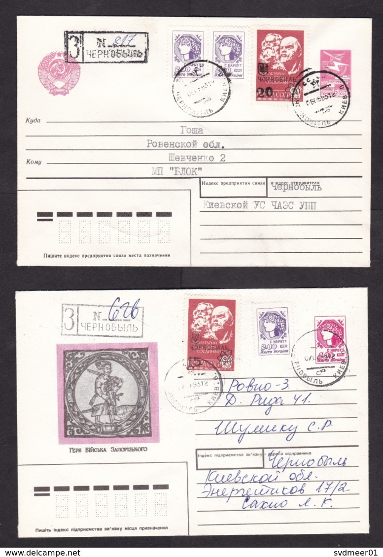 Ukraine: 3x Cover, 1993, Mix USSR Stamps With Local Overprint Chernobyl, Nuclear, Radioactive, Rare (traces Of Use) - Oekraïne