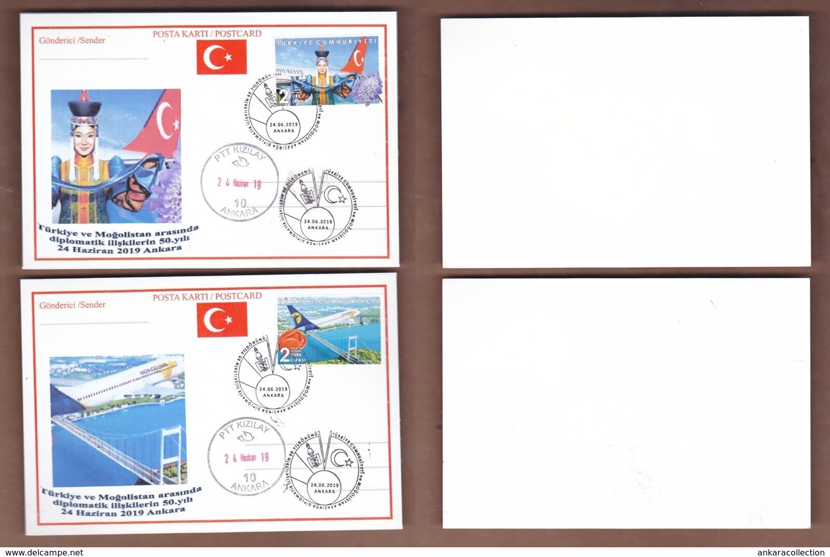 AC - TURKEY POSTAL STATIONARY 50th ANNIVERSARY OF DIPLOMATIC RELATIONS BETWEEN TURKISH REPUBLIC AND MONGOLIA 24.06.2019 - Postal Stationery