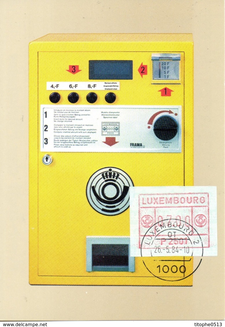 LUXEMBOURG. Timbre De Distributeurs Sur Carte Commémorative De 1984. - Postage Labels