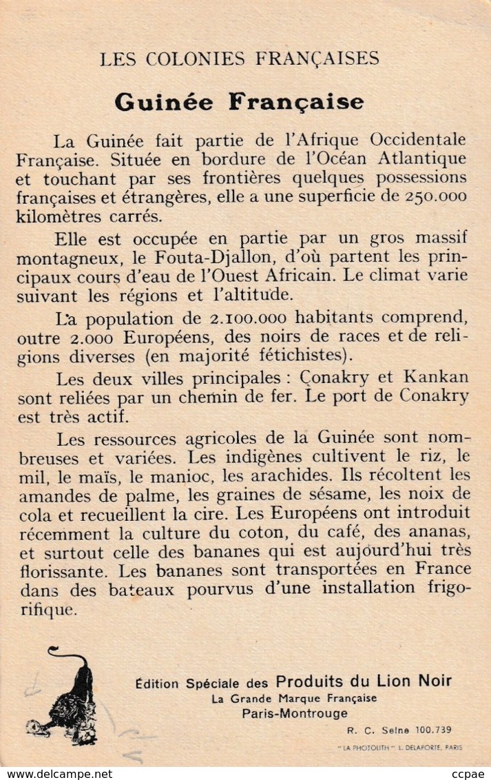 Afrique Occidentale  -   La Guinée -   Pub Produits Du Lion Noir - Guinée