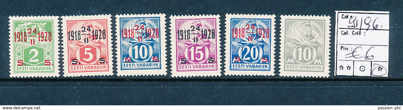 ESTONIA YVERT 91/96 LH - Estonie