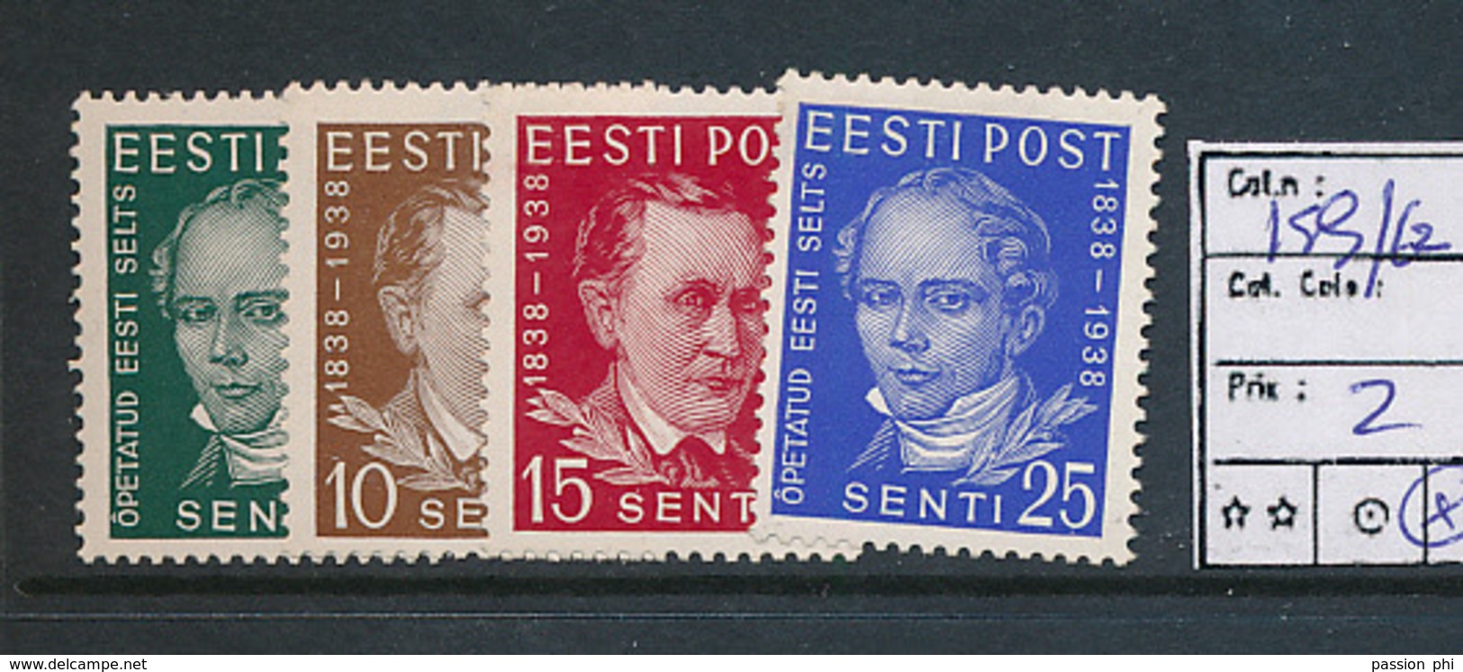 ESTONIA YVERT 159/162 LH - Estonie