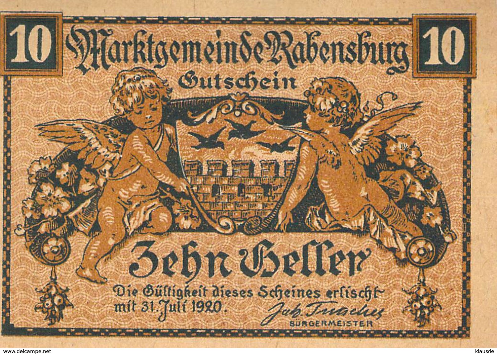 10 Heller Notgeld Marktgemeinde Rabensburg (Niederöstr.) UNC (I) - Oesterreich