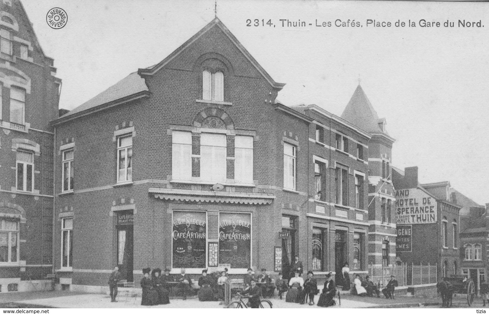 Thuin. -Les Cafés;Place De La Gare Du Nord.  Scan - Thuin