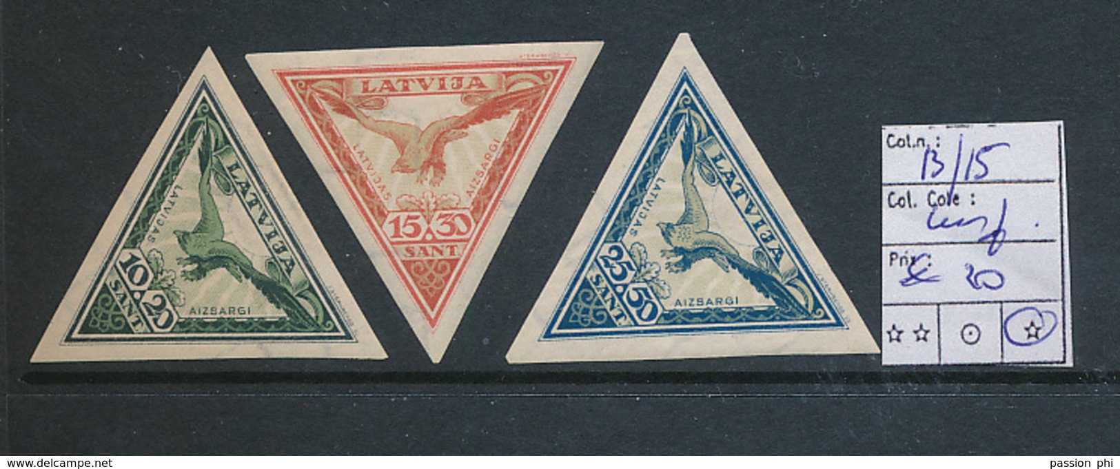 LATVIA  AIR YVERT 13/15 IMPERFORATED LH - Lettonie