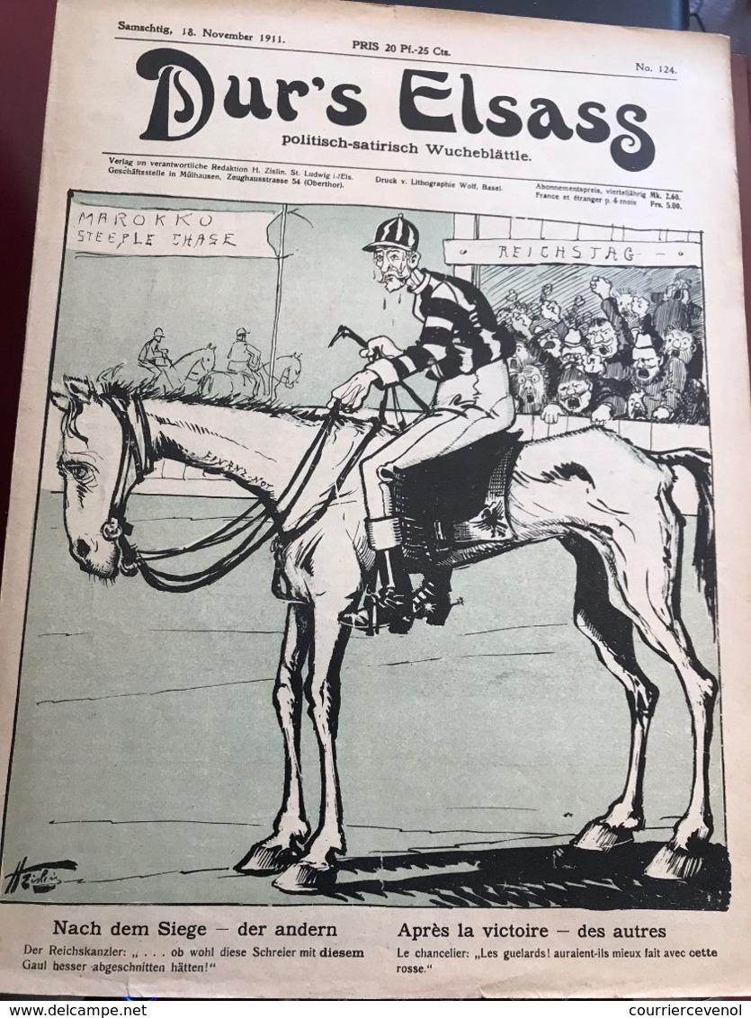 ALSACE - Revue politique et satirique DUR'S ELSASS du 18 Novembre 1911 - N°124 - Couverture du caricaturiste Zislin