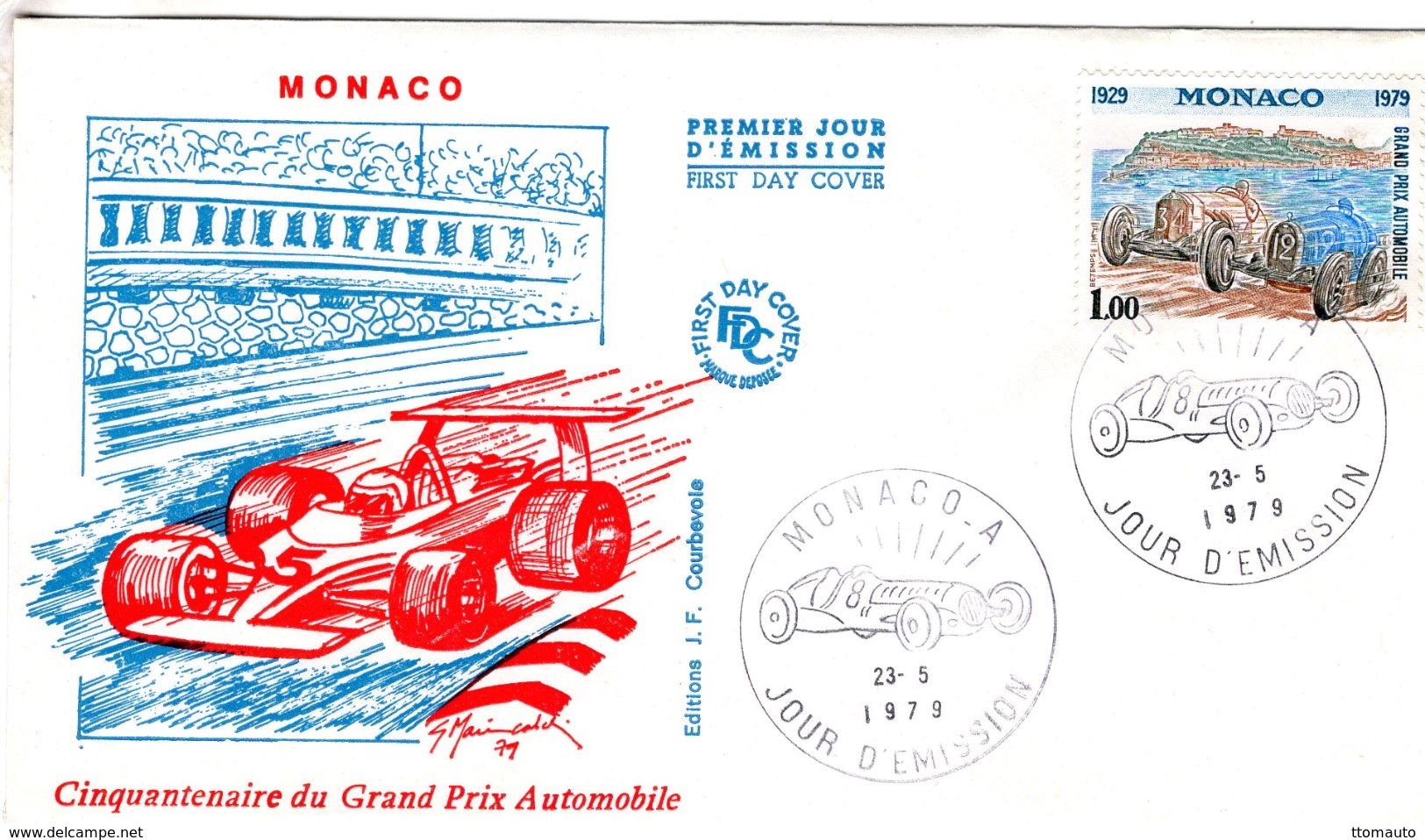 Monaco 1979  -  Cinquantenaire Du Grand Prix Automobile  - Envelope Premier Jour/First Day Cover FDC - Automobilismo