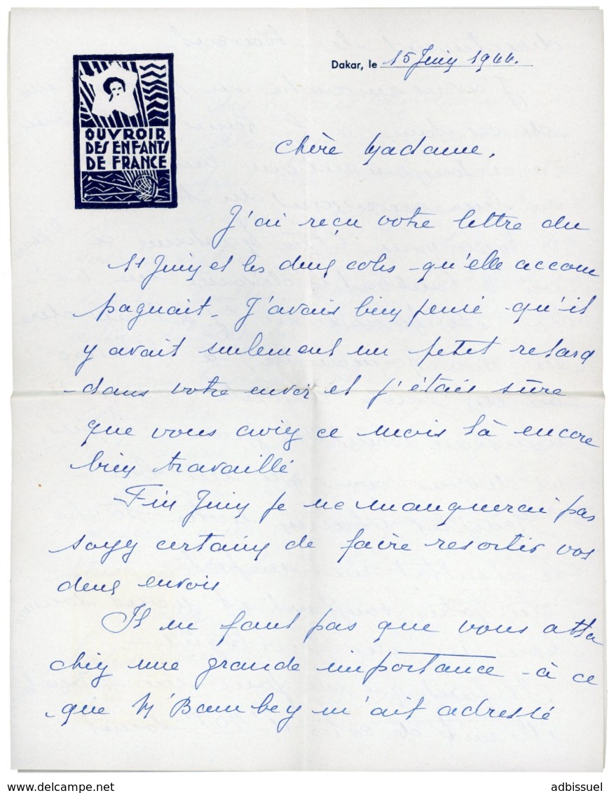 CROIX ROUGE DE DAKAR SENEGAL EN 1944 Env. Recommandé En FM Adressée à Diourbel. Voir Description - Cruz Roja