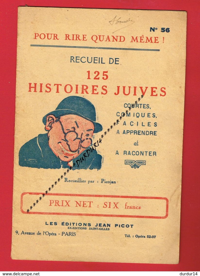 1 Plaquette 18 Pages Recueil De 125 Histoires Juives  édition Jean Picot ( Humour Juif Judaïca Caricature ) - Sin Clasificación