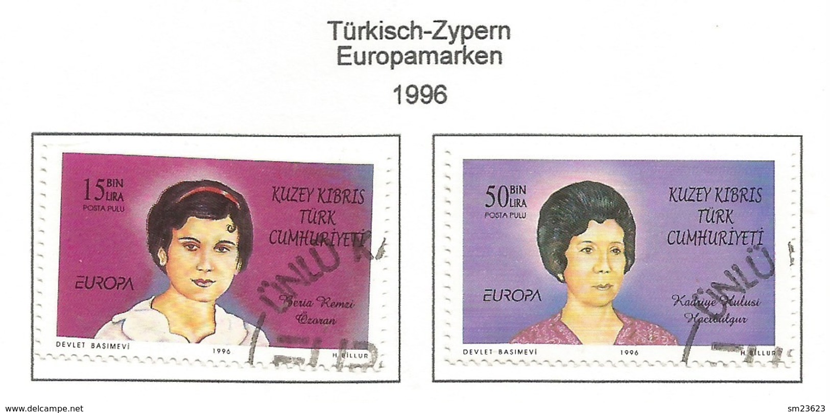 Türkisch-Zypern 1996  Mi.Nr. 428 / 429 , EUROPA CEPT Berühmte Frauen - Gestempelt / Fine Used /(o) - 1996