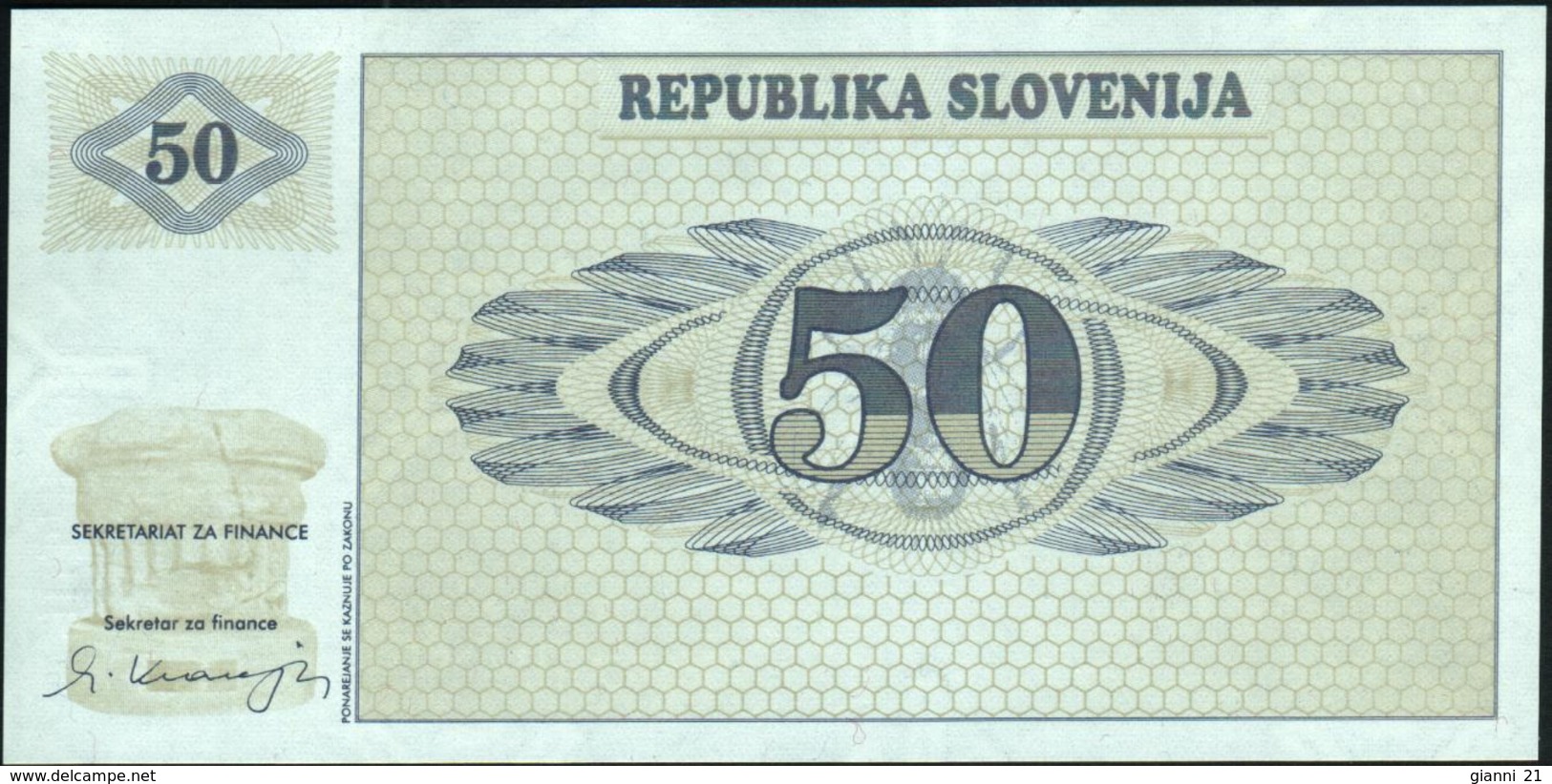 SLOVENIA - 50 Tolarjev 1990 {Slovenská Republika} UNC P.5 - Eslovenia