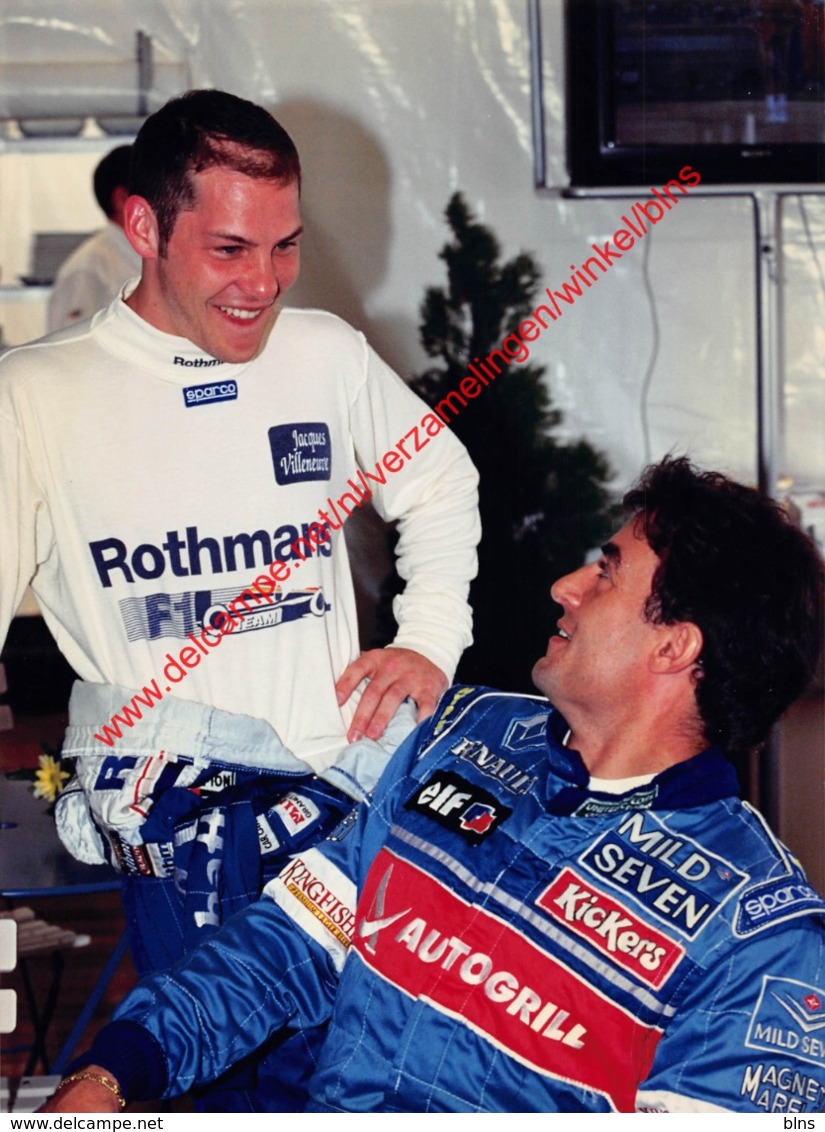 Jacques Villeneuve & Jean Alesi Estoril 1996 - Original Press Photo - Format 24x17,5cm - Automobile - F1