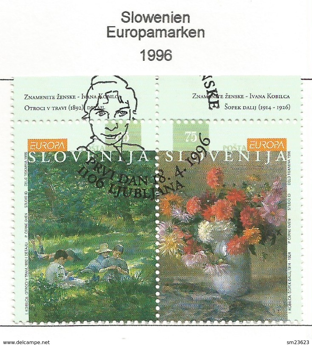 Slowenien / Slovenija 1996  Mi.Nr. 142 / 143 , EUROPA CEPT Berühmte Frauen - Gestempelt / Fine Used /(o) - 1996