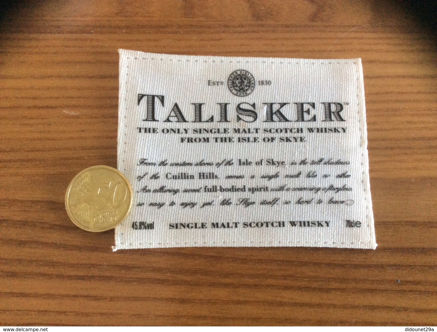 Etiquette Tissu «SCOTCH WHISKY - TALISKER» - Whisky